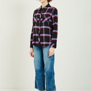 Rails Black and Pink Plaid Button Down Shirt